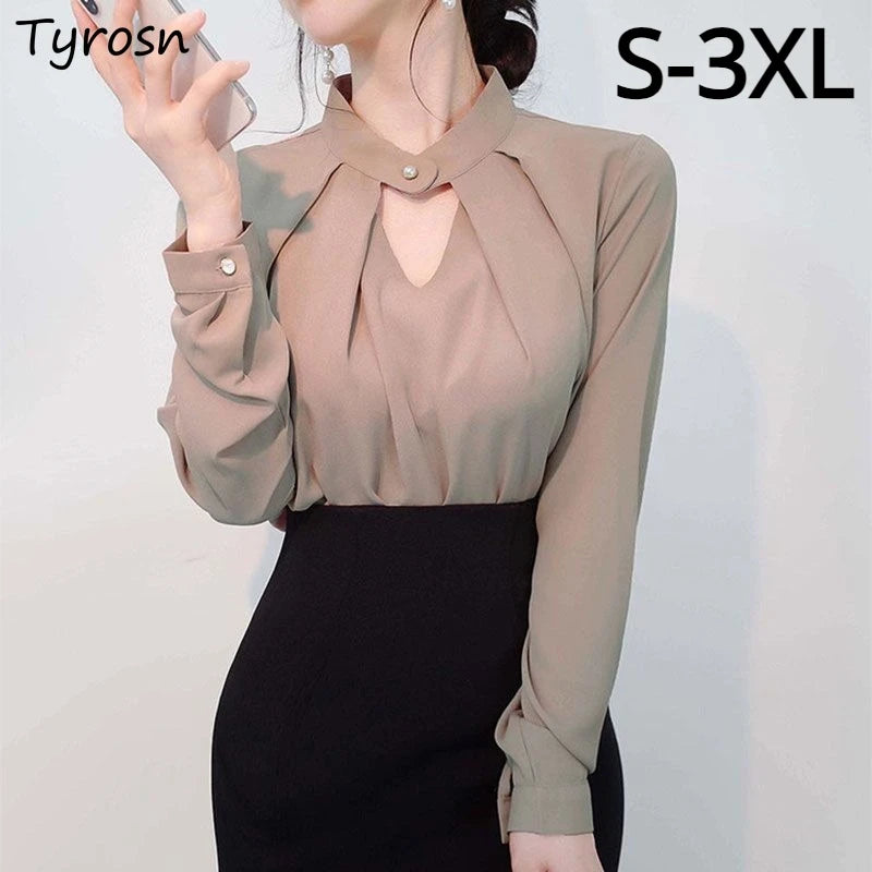 Mock-Neck Blouse with Keyhole Detail