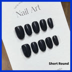 Short Black Simple Handmade Press on Nails
