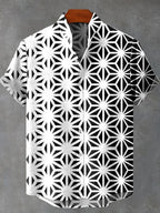 Pattern Printed Summer Comfortable Linen Short Sleeve Shirt