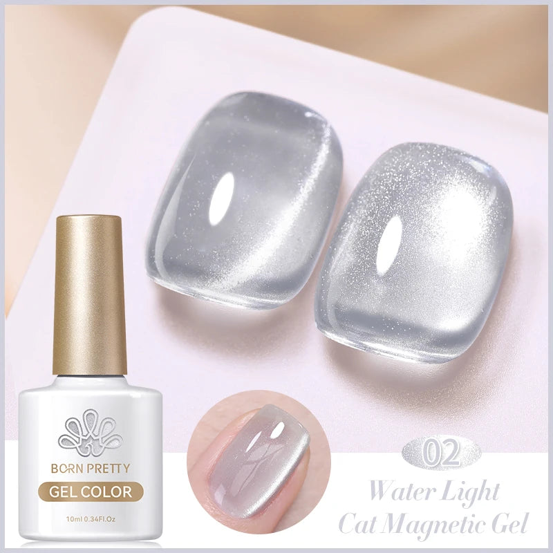 BORN PRETTY 10ml Water Light Cat Magnetic Gel Nail Polish Shining Super Sliver-light Holographics Soak Off UV Gel Varnish