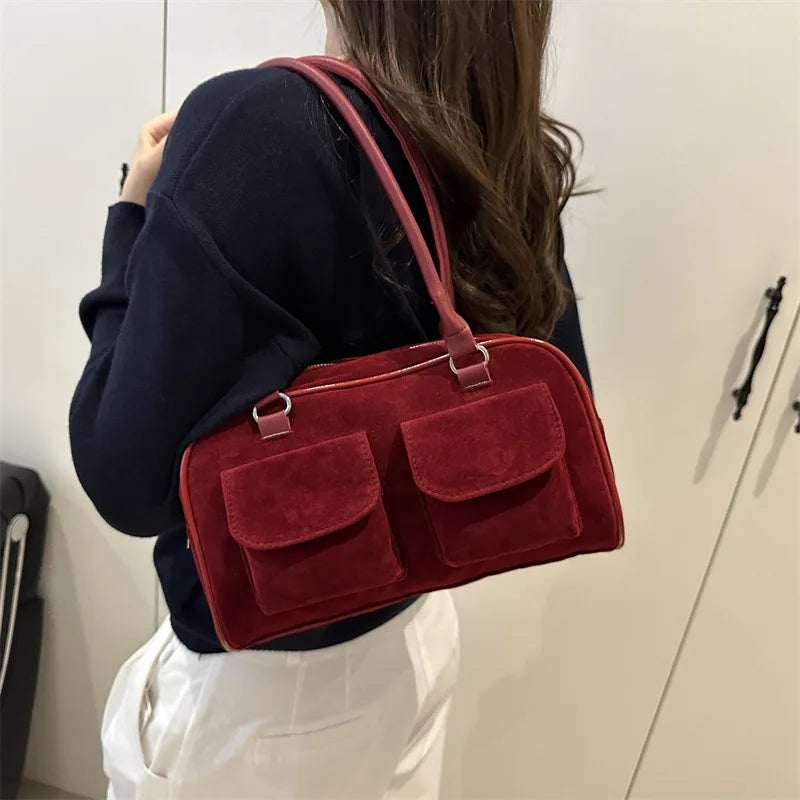 Suede Square Shoulder Bag