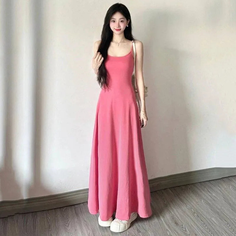 Solid Casual Basic Spaghetti Strap Dress