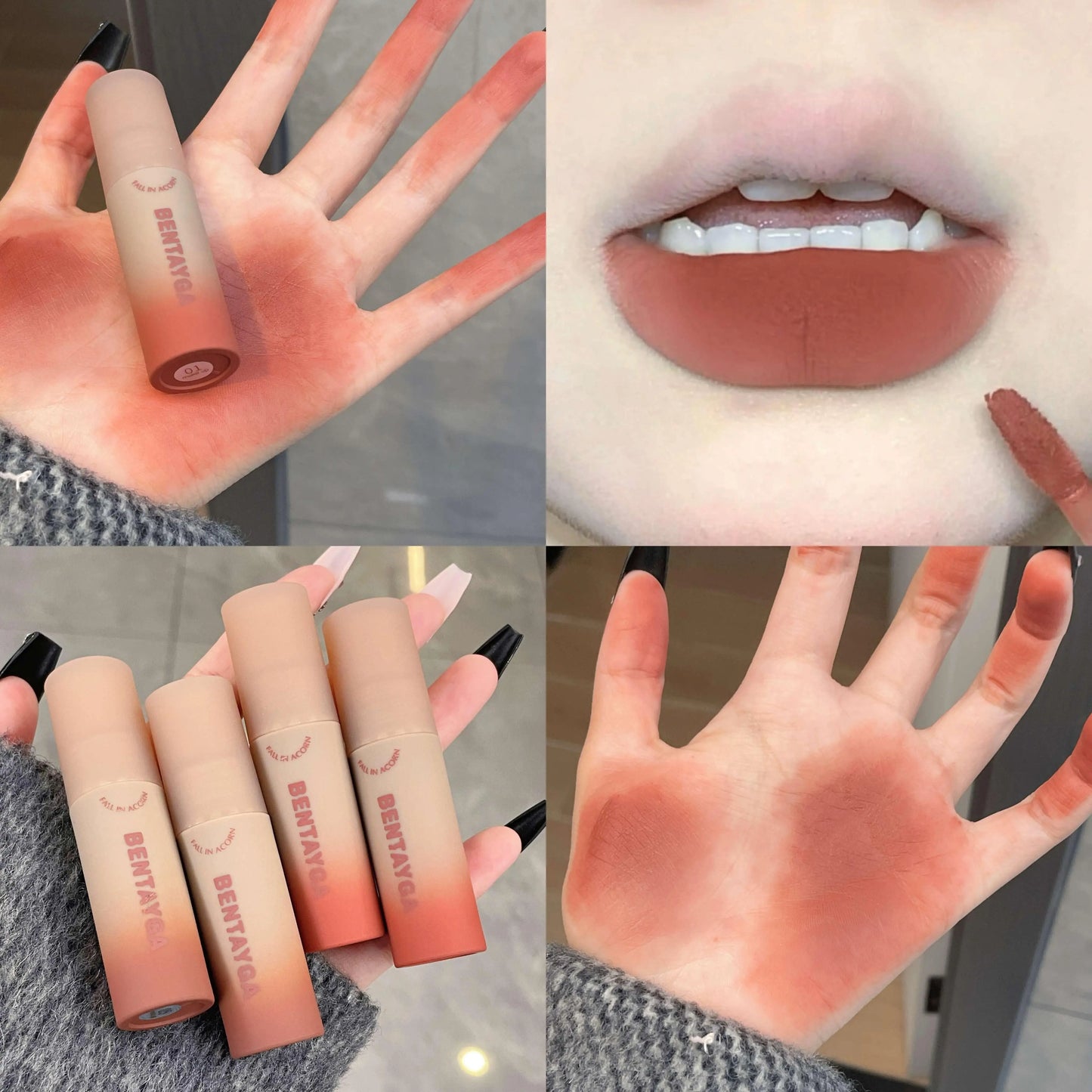 Reddish-brown Stain Lip Mud Waterproof Long-lasting Easy To Wear Velvet Lip Gloss Autumn/Winter Ambience Korean Makeup Lip Tint