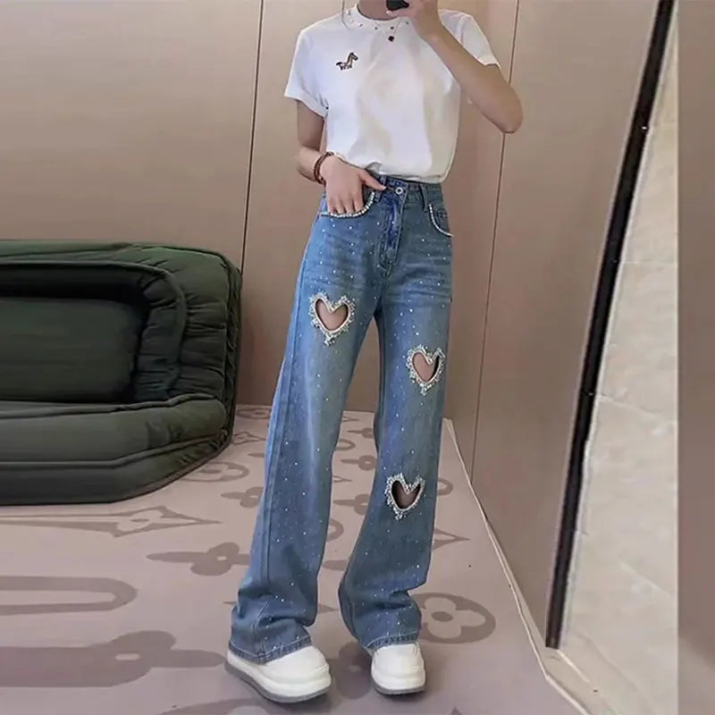 Rhinestone Heart Jeans