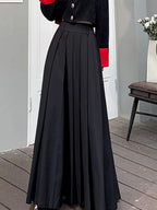 Pleated Solid Maxi Skirt