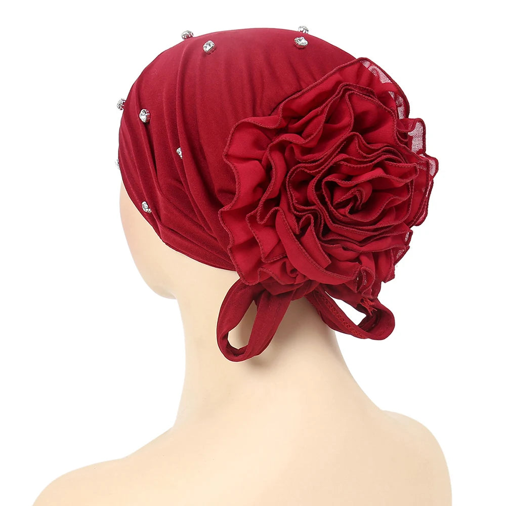 New Muslim Hijab Women Pre-Tied Inner Hijab Caps Soft Cotton Back Flower Muslim women hijab kebaya Islam Underscarf Hijabs femme