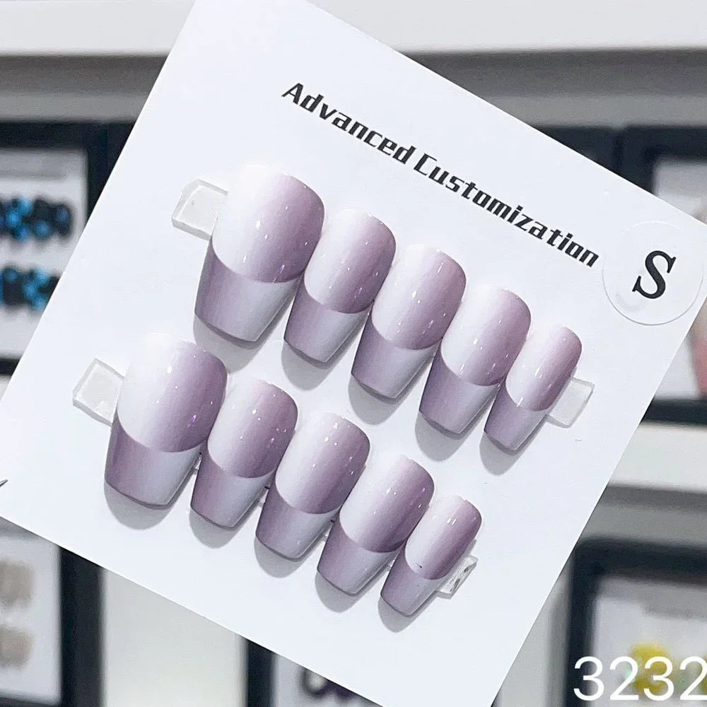 Medium-length Coffin Design Reusable Adhesive Fake Nails