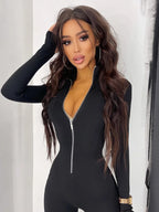 Sporty Workout Zipper Jumpsuit