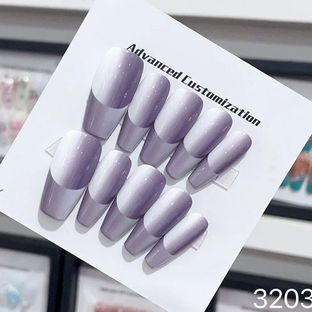 Medium-length Coffin Design Reusable Adhesive Fake Nails