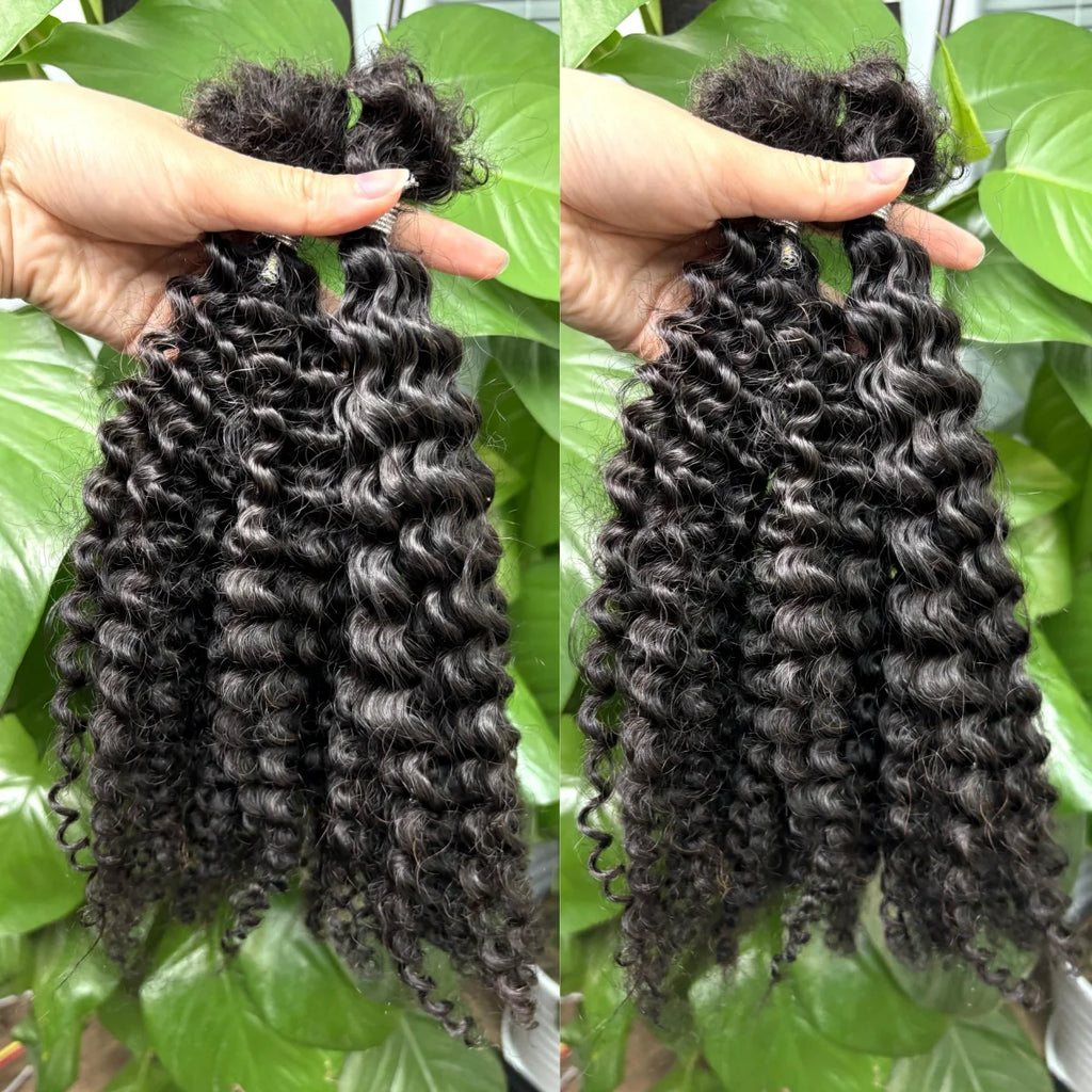 30g/bundle Afro Kinky Curly Human Hair Bundles 4a 4b 4c Deep Wave Bulk Human Hair Bundles Deal Hair Extensions for Braids/Twists
