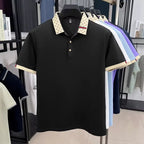 Short-Sleeve Polo with Geometric Print Collar Detail
