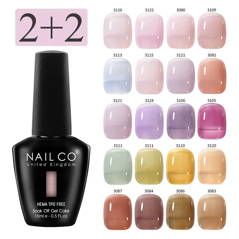 NAILCO 4pcs 15ml Autumn Winter Translucent Color Gel Nail Polish