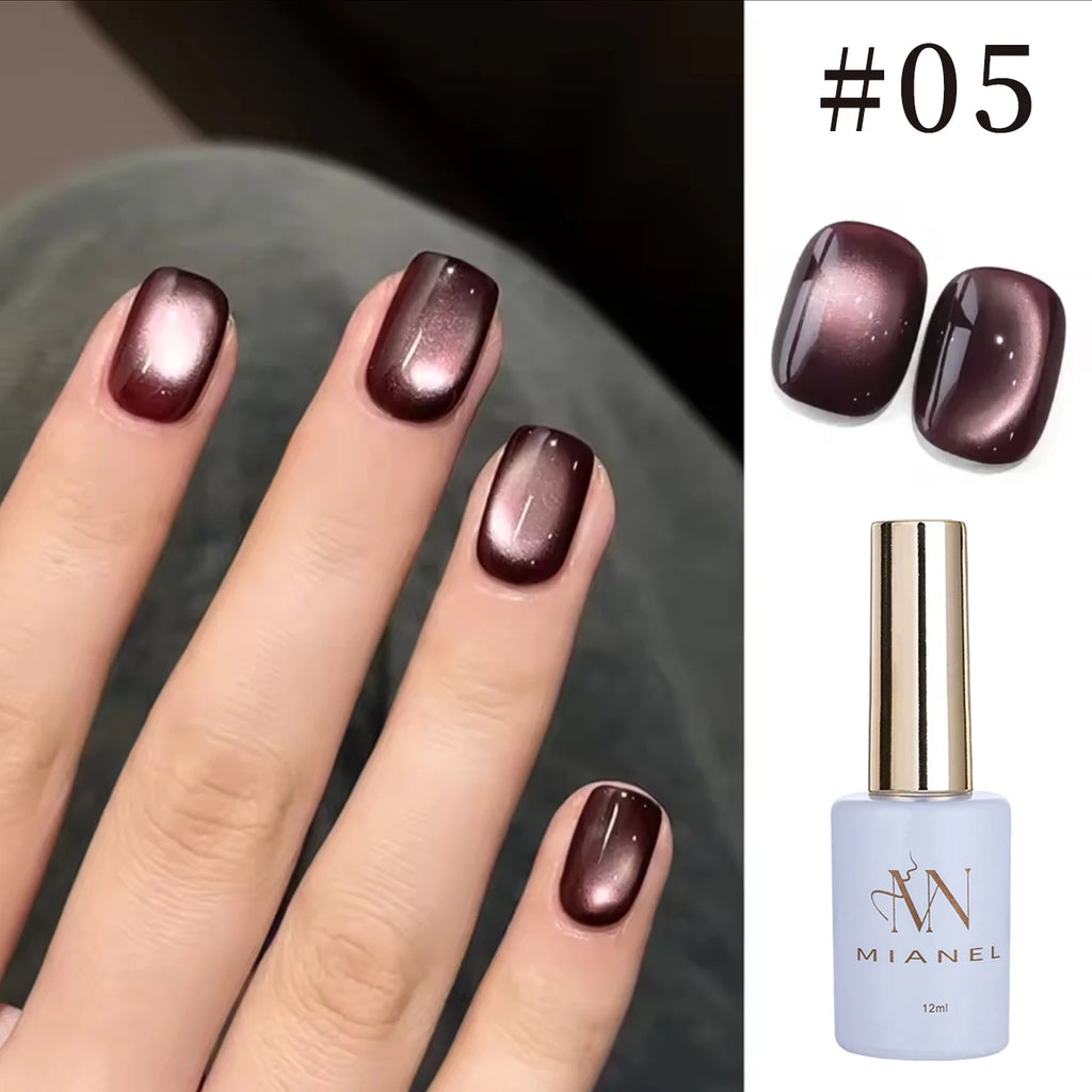 12ml 1-21pcs Brown Gold Cat Eye Gel Nail Polish