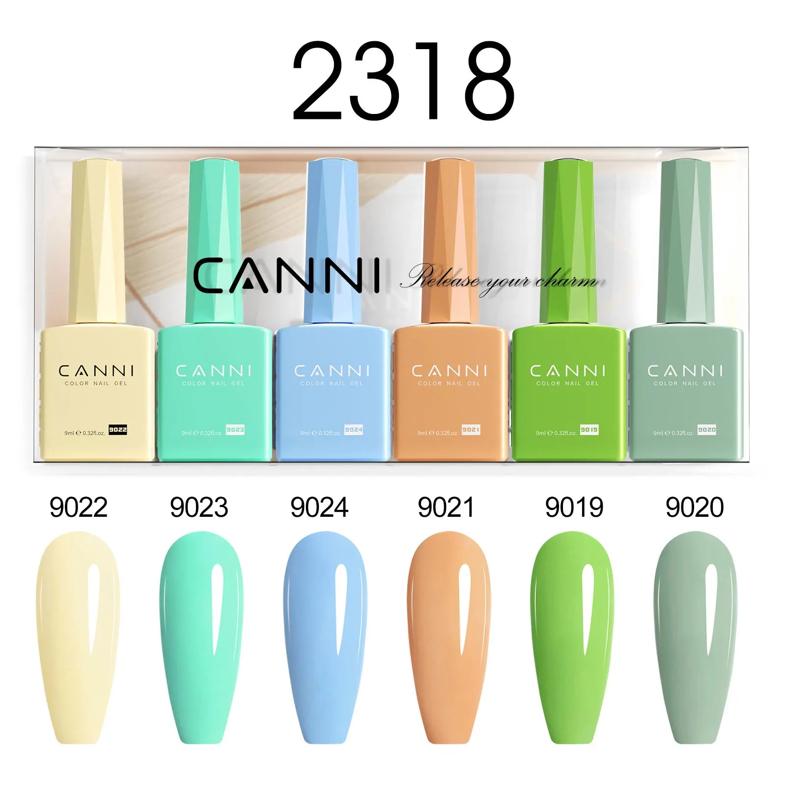 CANNI Nail Gel Polish Set Upgraded HEMA FREE Summer Nails Smooth Texture Ultra Gloss Top Coat Pigmented Gel Soak off UV LED Gel