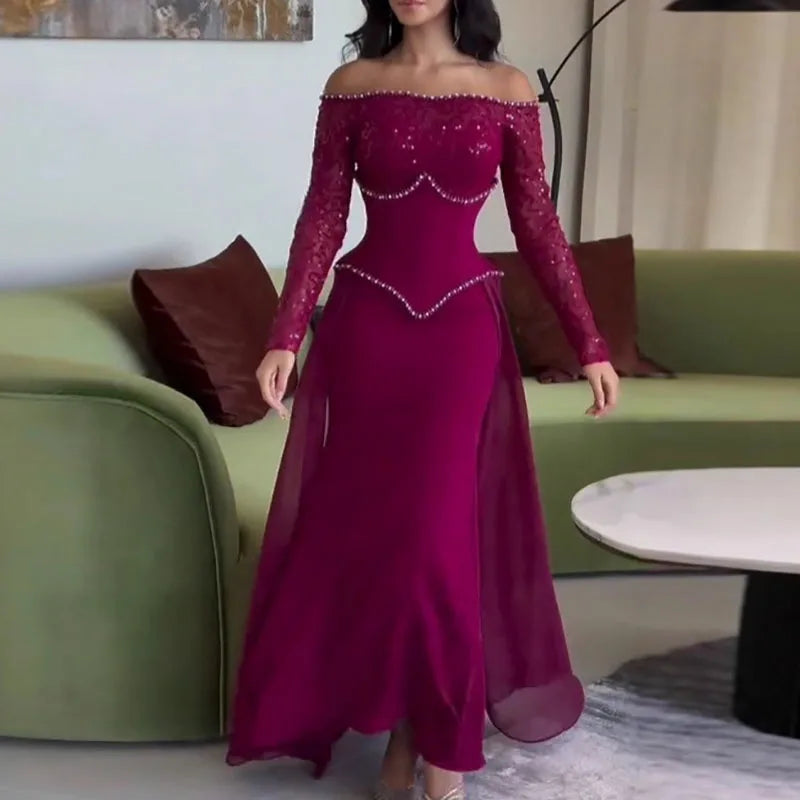 Hollow Rhinestone Evening Dress