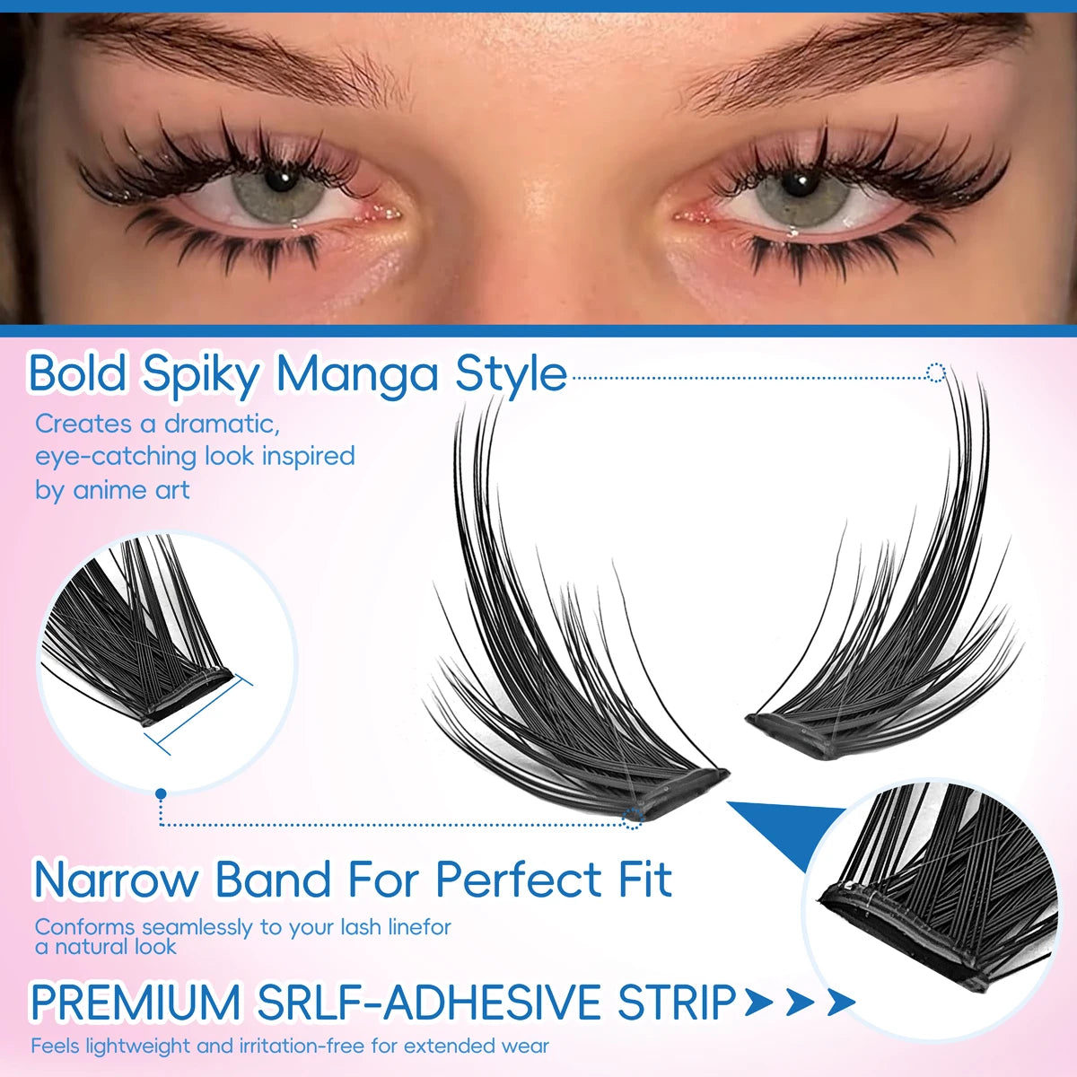 10 Rows of 200 Clusters of Self-Adhesive False Eyelashes, Makeup Eyelashes, Extending Soft Eyelashes, 9-13mm (MIX)