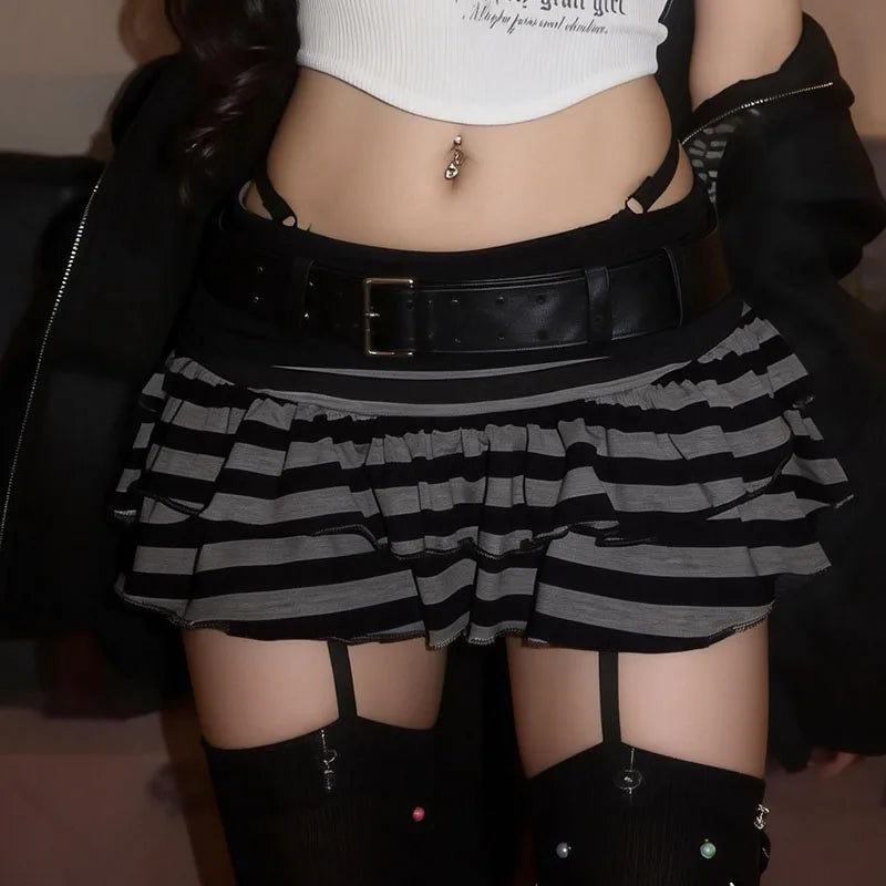 Striped Tiered Mini Skirt