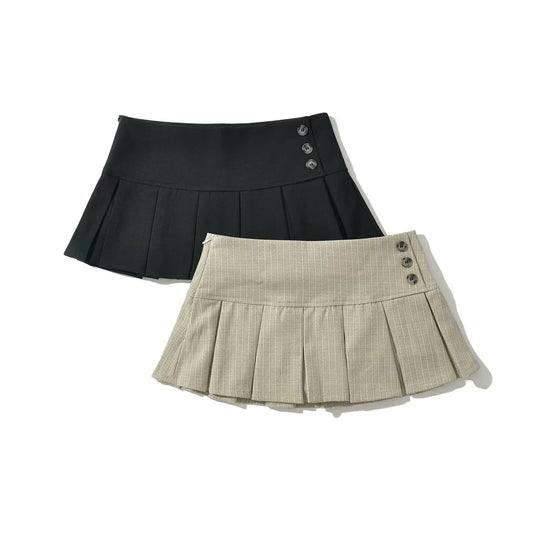 Low Waisted Pleated Mini Skirt