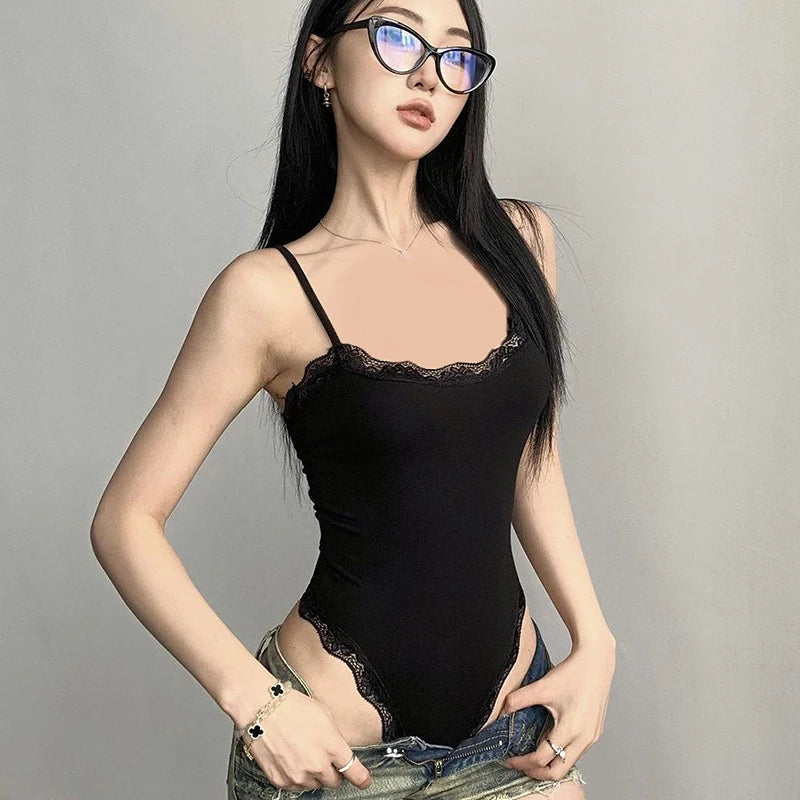 Lace Trim Sleeveless Bodysuit