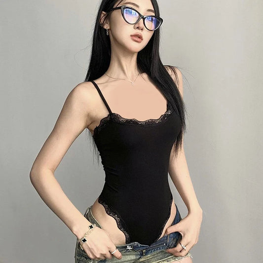 Lace Trim Sleeveless Bodysuit
