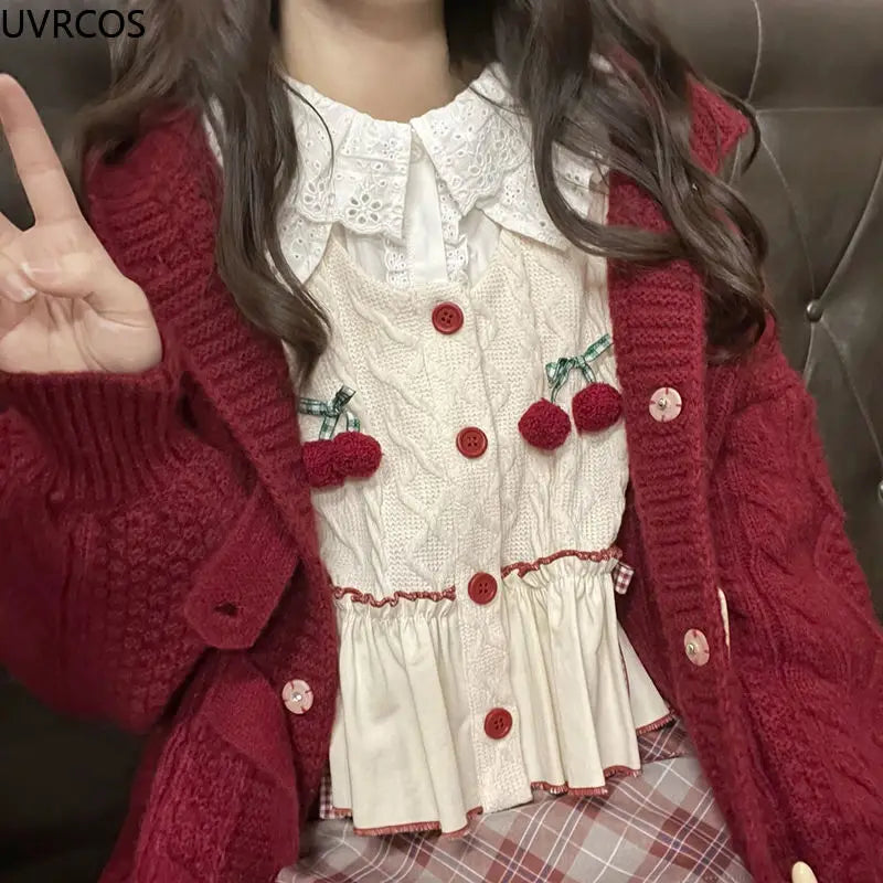 Cherry Knitted Sweater Vest