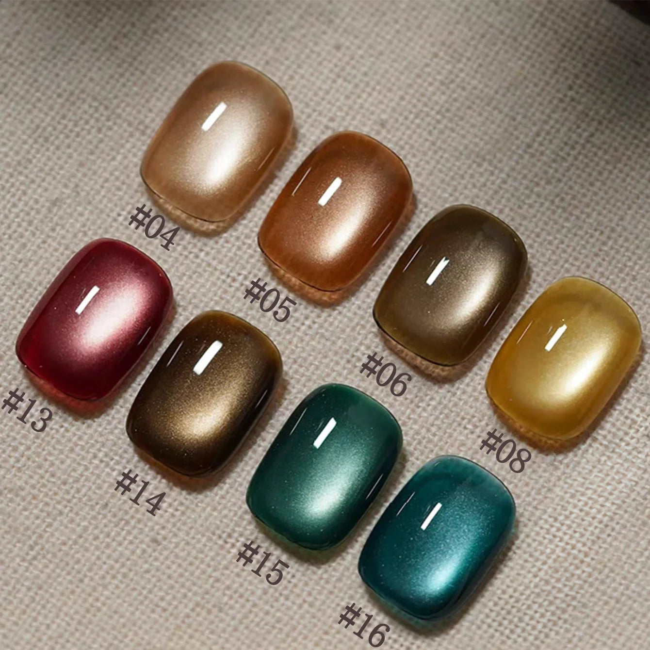 12ML 1-16PCS Beach Essentials Summer Nails Top Selling Fenglin Evening Moonlight Cat Eye Green Glass Bead Magnet Gel Nail Polish