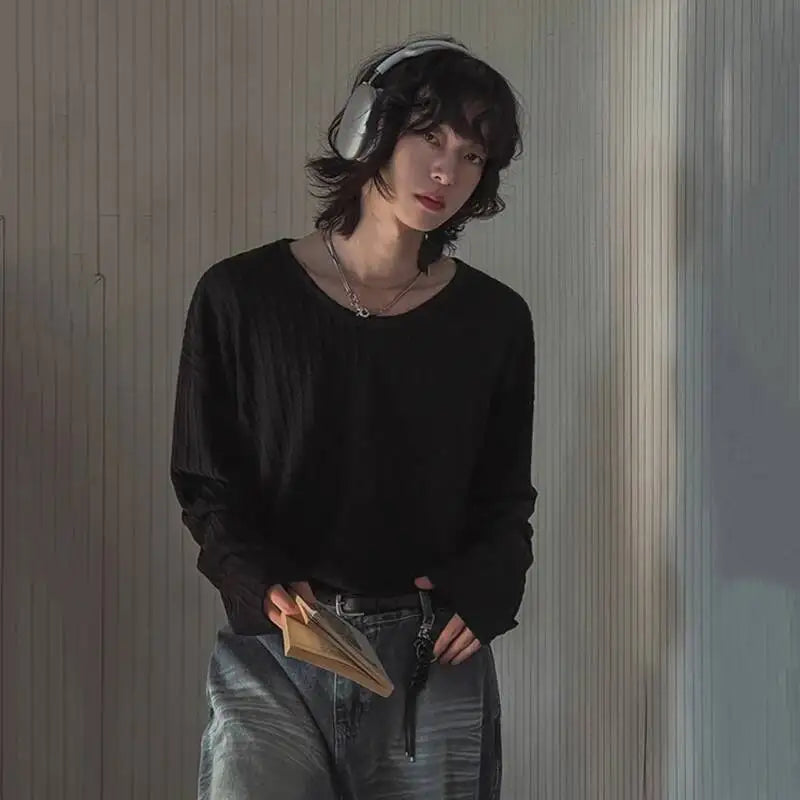 Round Collar Solid Color Casual Tee