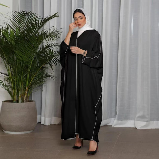 Open Front Abaya Muslim Kaftans Full Sleeve Maxi Length Dress Women Abayas Arabian Islamic Clothing Women Jilbabs
