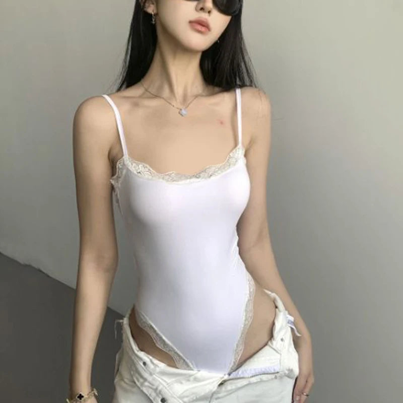 Lace Trim Sleeveless Bodysuit