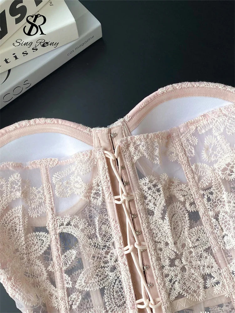 Floral Embroidery Corset