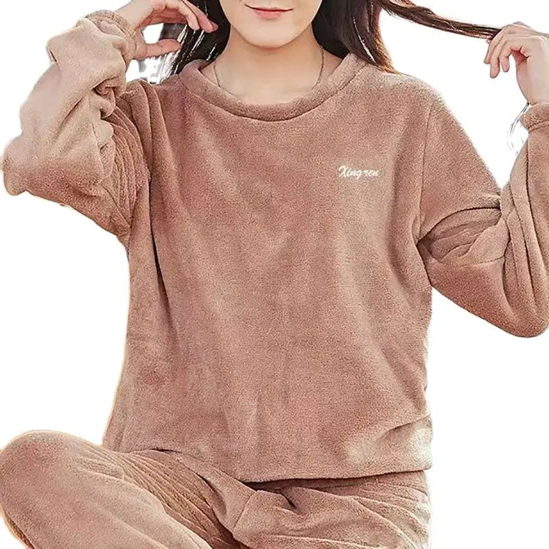 Velvet Pajama Round Neck Set