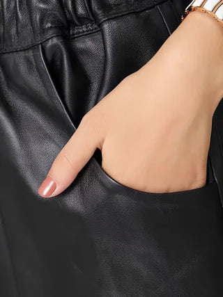 Faux Leather Drawstring Skirt
