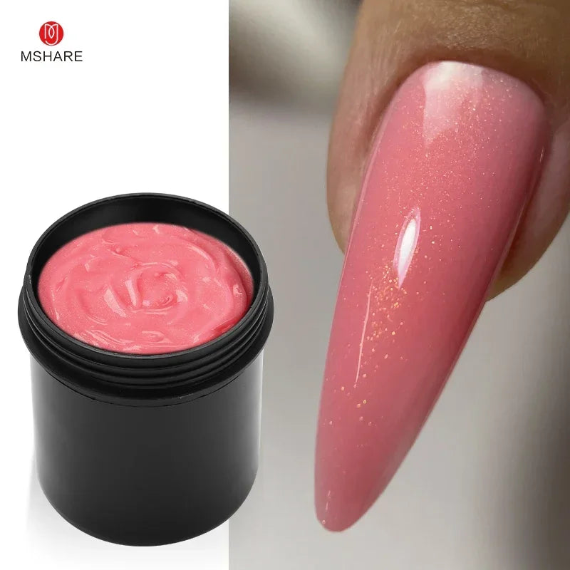 MSHARE 150ml Ice Blue Jelly Gel Builder Nail Extension Gel Tpo Hema Free Gel Nail Construction Cream Medium Shimmer UV Led Gel
