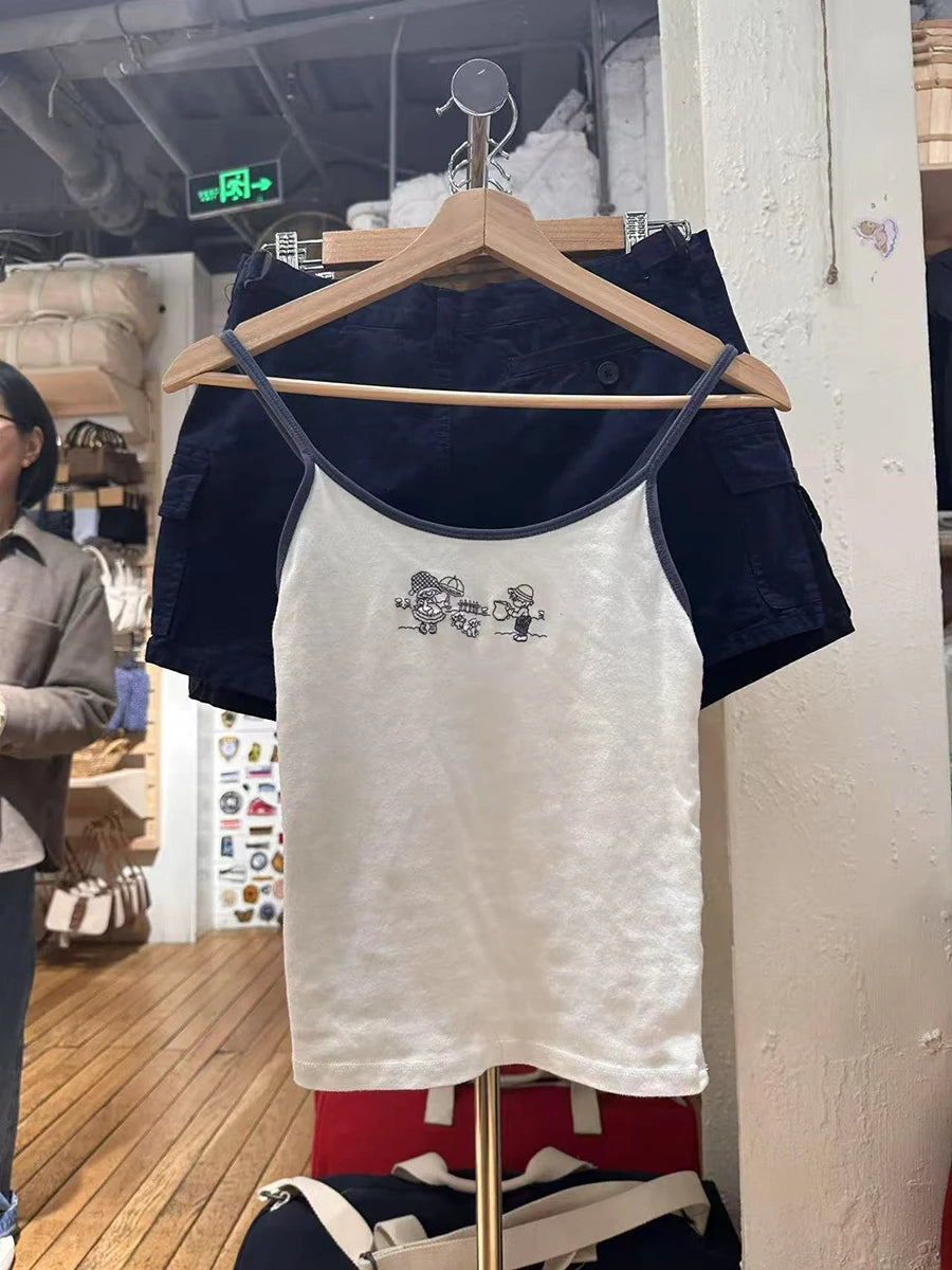 Girls And Cats Embroidered Cami