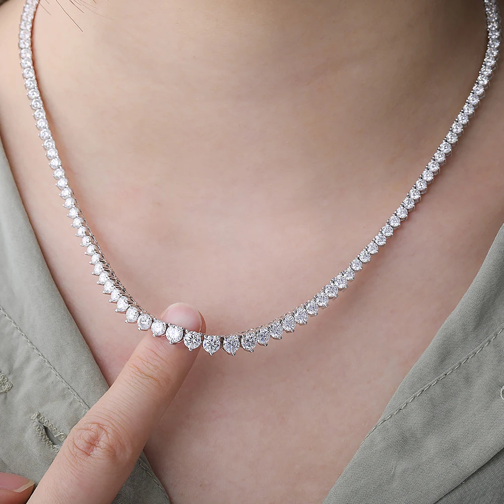 3-Claw Setting Full Moissanite Tennis Necklace