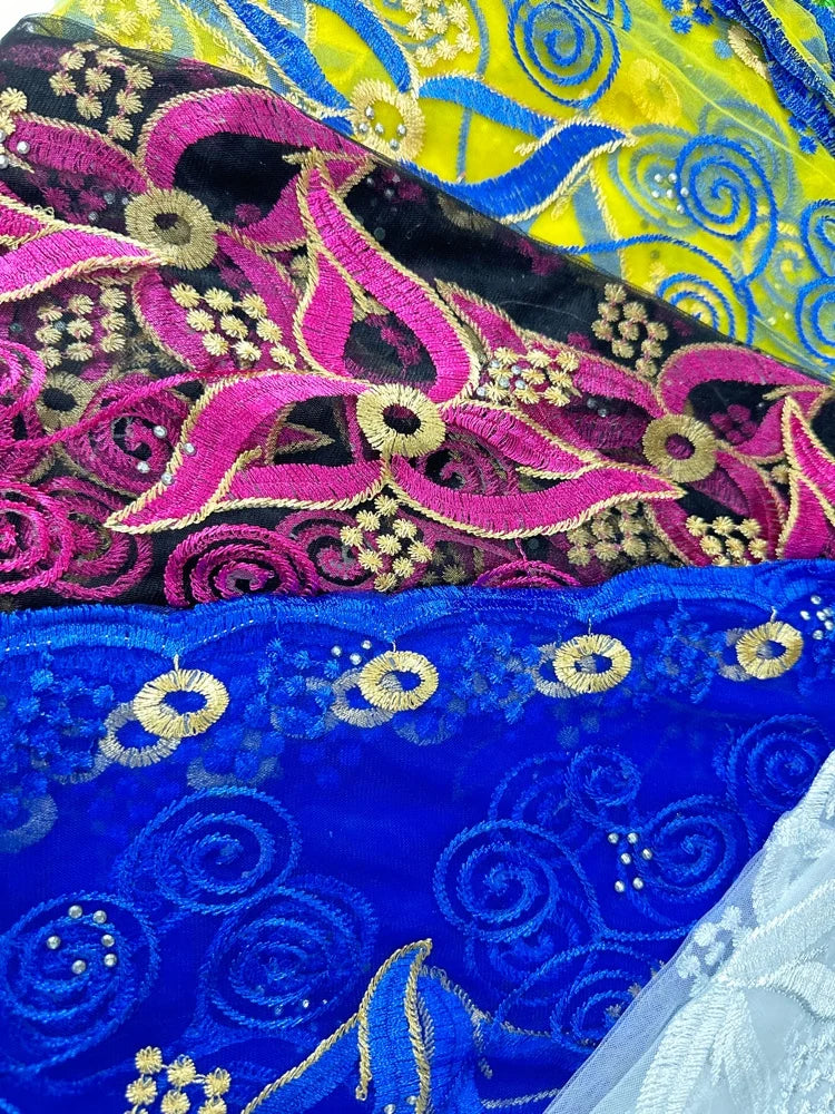 On Sale 2026 New African Net Hijab Scarf for Muslim Women African Dubai Islam Headscarf Embroidery Shawls Voile
