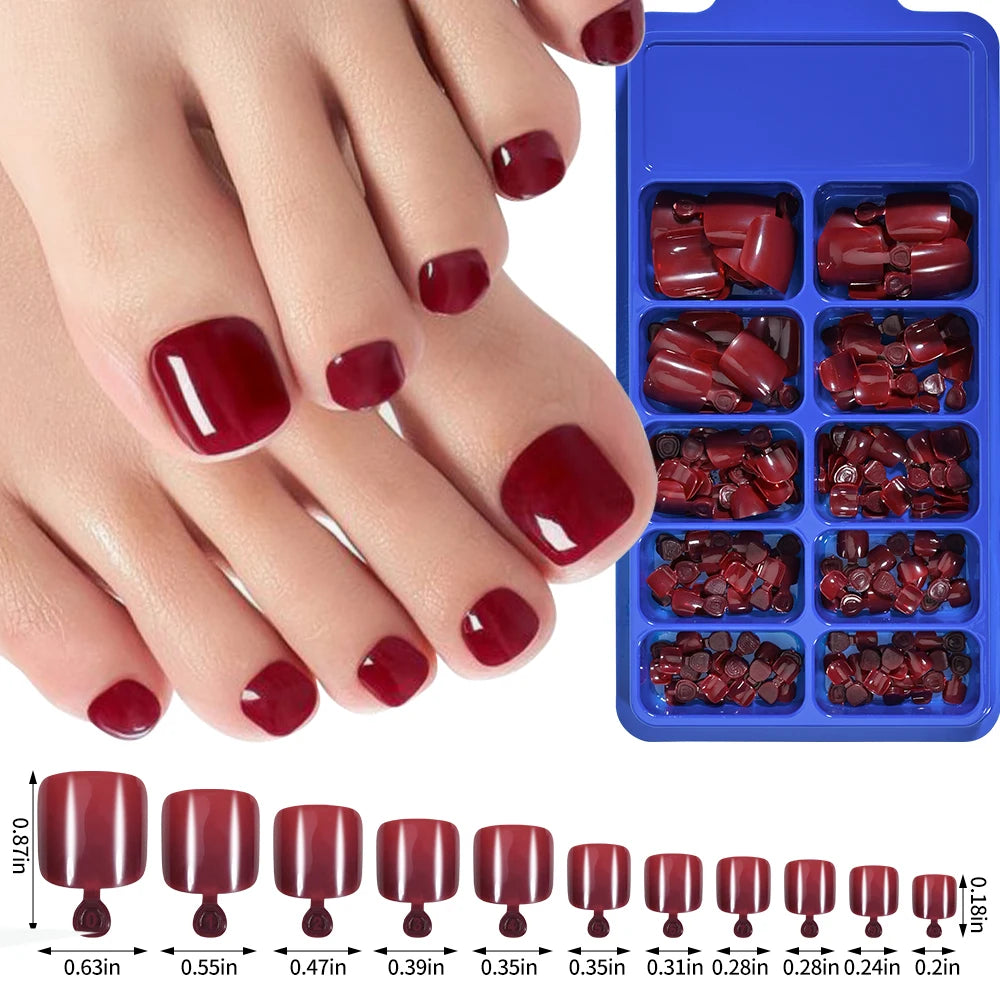 100pcs Fake Toenail Nude White Clear Press on Toe Foot Full Cover Short Square  False Nail Tips for Summer Women Feet Decoration