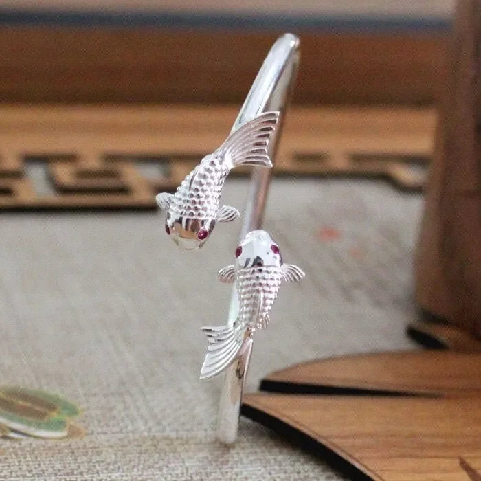 999 Sterling Silver Adjustable Goldfish Bracelet