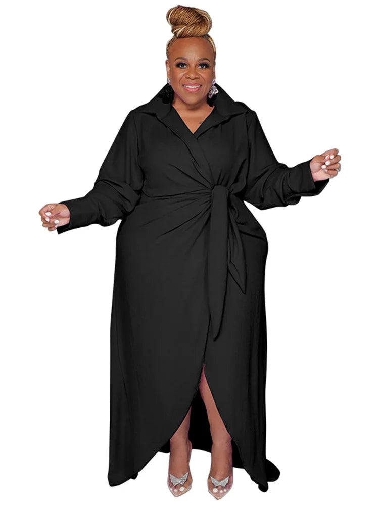 Solid V Neck Maxi Dress