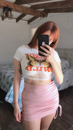 Solid Color Drawstring Ruched Skirt