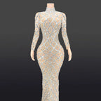 Sparkly Big Rhinestone Transparent Long Dress