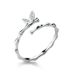 Sparking Zircon Butterfly Wings with Slub Ring