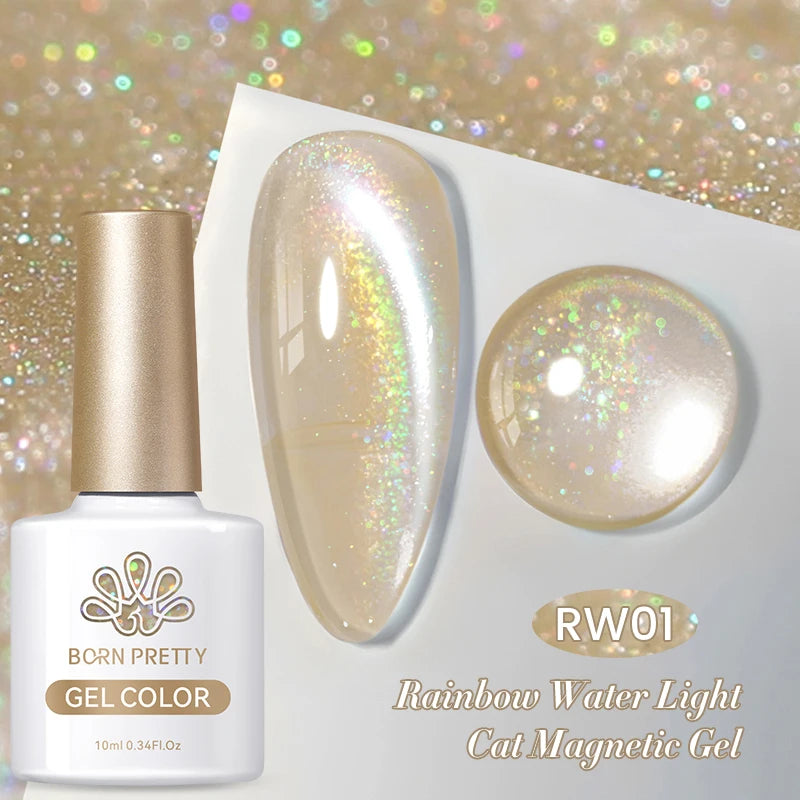BORN PRETTY 10ml Water Light Cat Magnetic Gel Nail Polish Shining Super Sliver-light Holographics Soak Off UV Gel Varnish