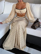 Fansumgo Cover-up Crop Tops And Maxi Skirt Set