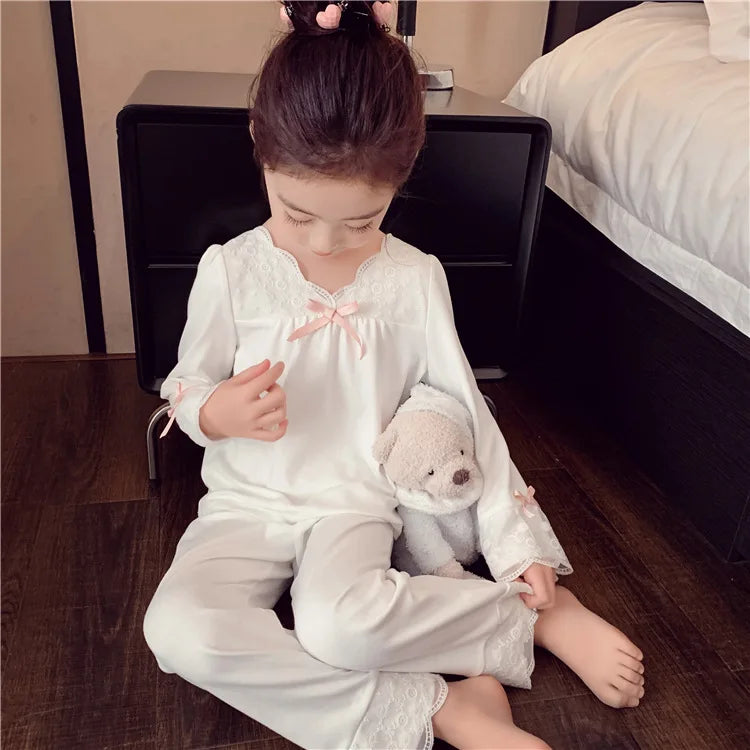 Long Sleeve Lace Detail Sleepwear Set