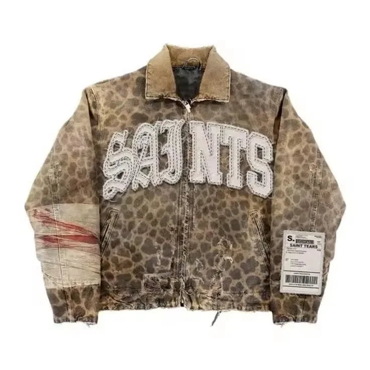 Camouflage Leopard  Jeans Jacket Two Piece Set