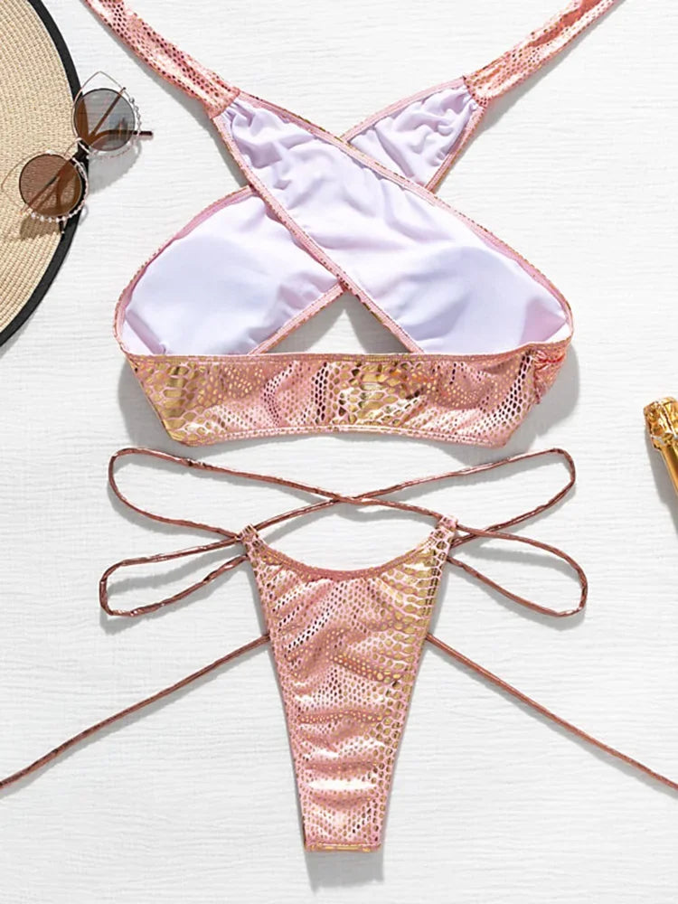 Pautakii Snake Skin Mini Micro Thong Bikini