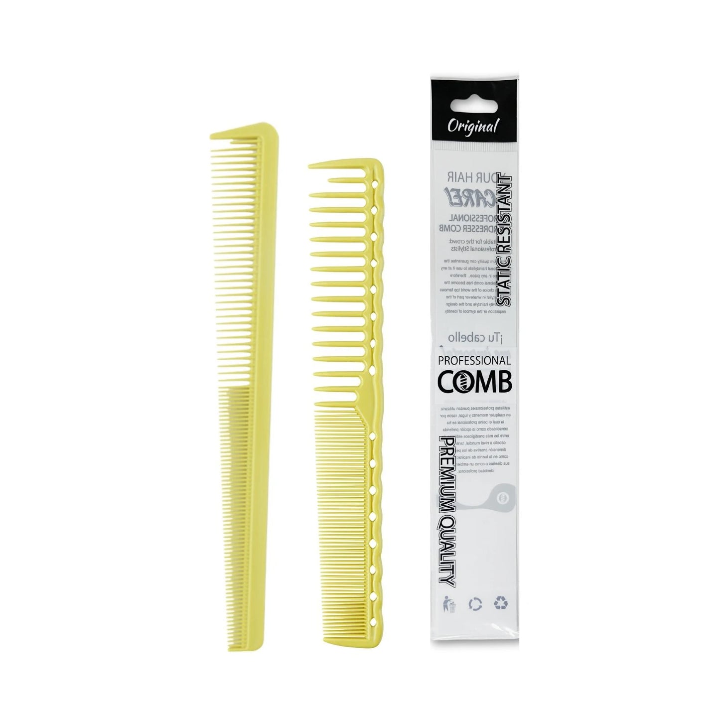 2PCS Set Professional Barbershop Hairdressing Dense Teeth Comb Anti-Static Edge Corner Comb Flat Haircut Styling Trimming Tools
