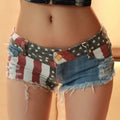 USA Flag Printed Denim Shorts