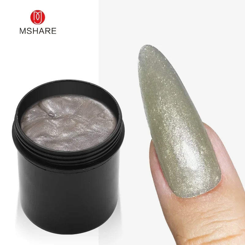 MSHARE 150ml Ice Blue Jelly Gel Builder Nail Extension Gel Tpo Hema Free Gel Nail Construction Cream Medium Shimmer UV Led Gel